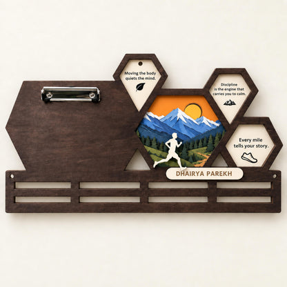 Hexagon race bib and medal holder – small medal-only version
