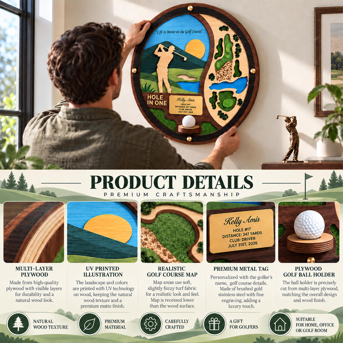 Round hole in one wall display – hanging the display on the wall