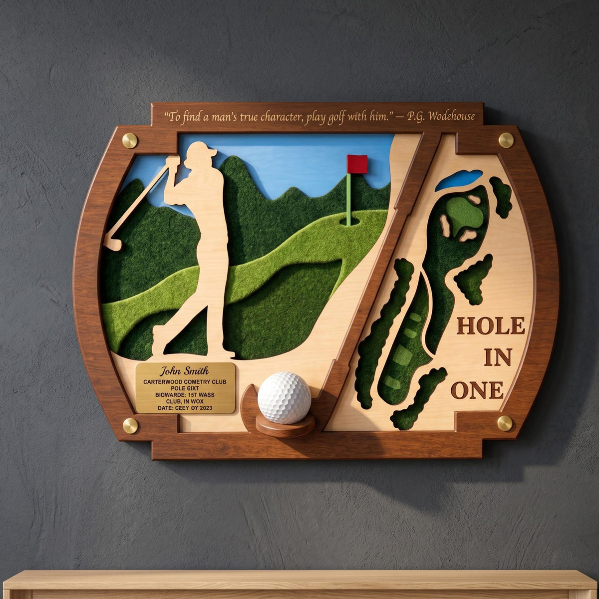 Hole in one frame with golfer silhouette – display version without photo