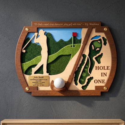 Hole in one frame with golfer silhouette – display version without photo