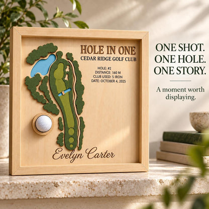 Hole in One Golf Ball Display – Personalized 3D Golf Course Map Shadow Box