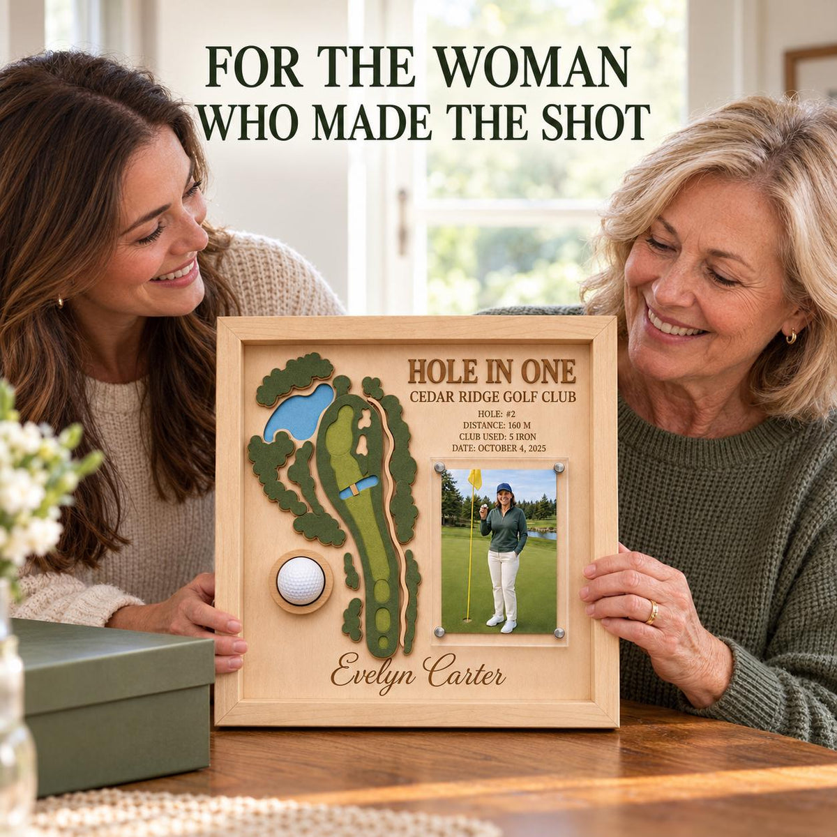 Hole in One Golf Ball Display – Personalized 3D Golf Course Map Shadow Box