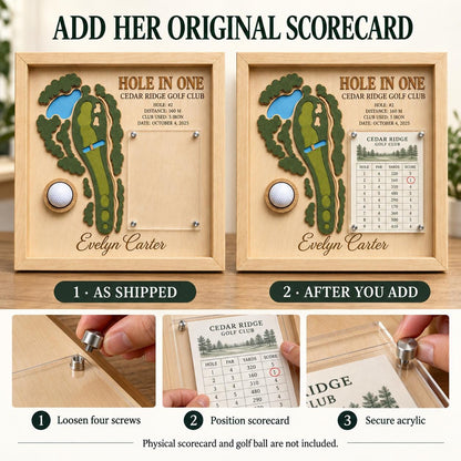 Hole in One Golf Ball Display – Personalized 3D Golf Course Map Shadow Box