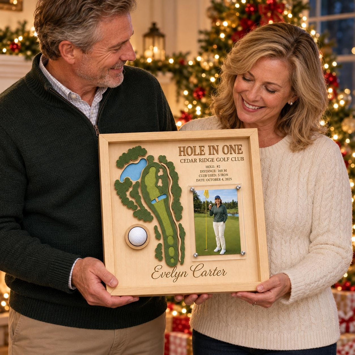 Hole in One Golf Ball Display – Personalized 3D Golf Course Map Shadow Box