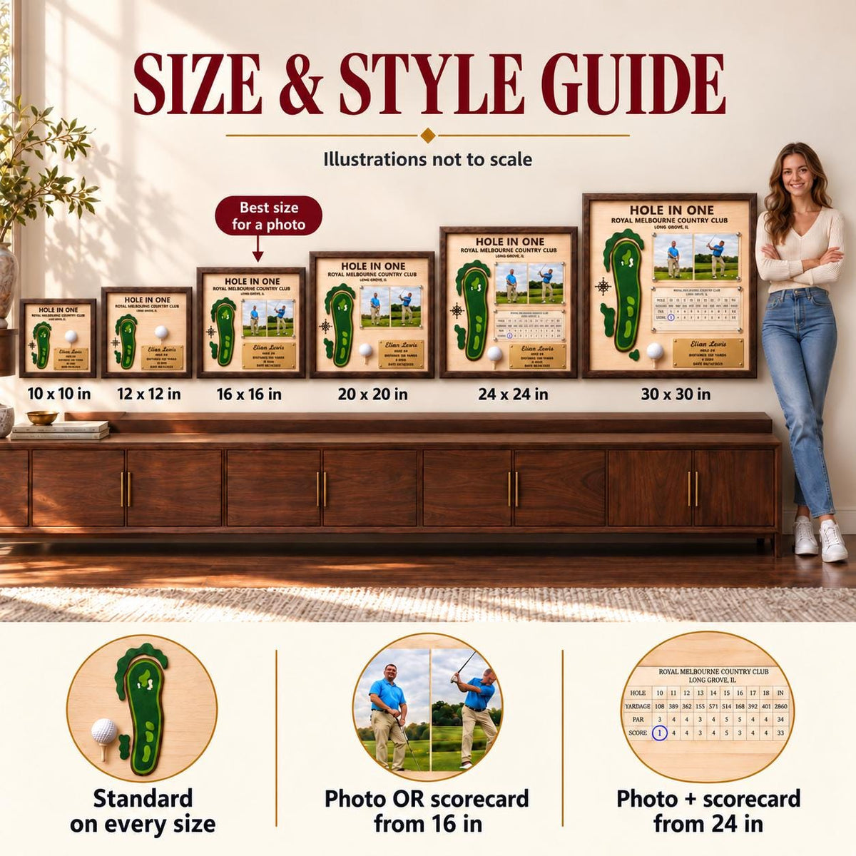 Golf scorecard frame with photo – size and style guide