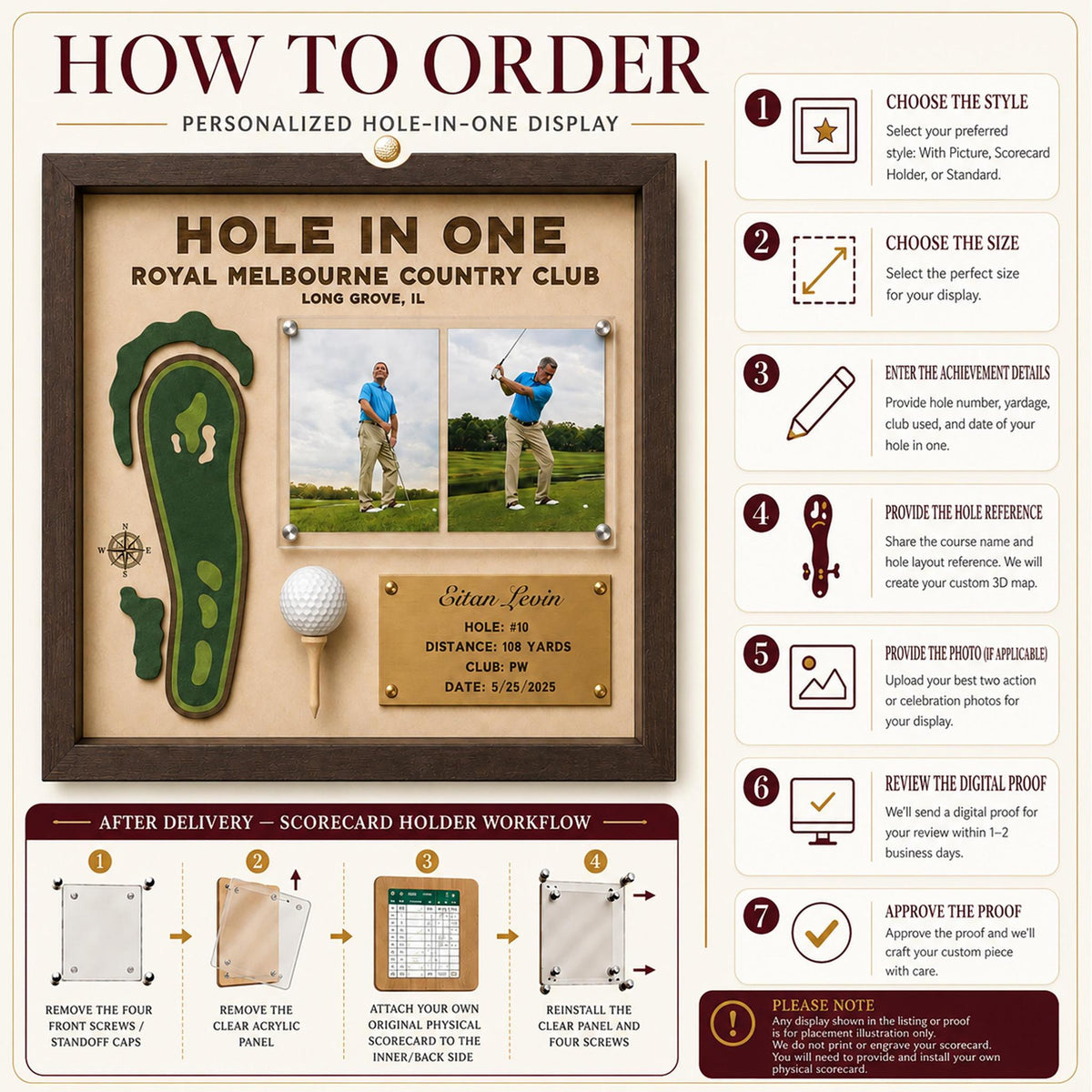 Golf scorecard frame with photo – scorecard holder detail
