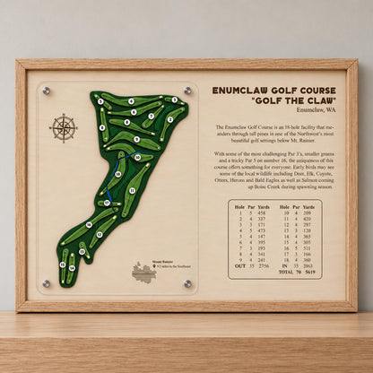 Corporate golf gift course map – engraved course details and scorecard