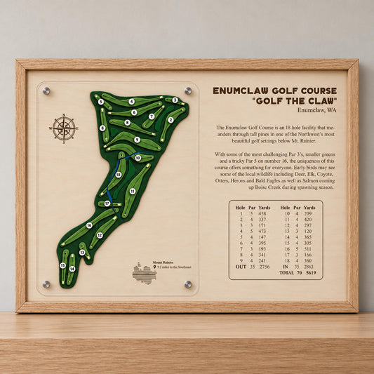 Corporate golf gift course map – engraved course details and scorecard