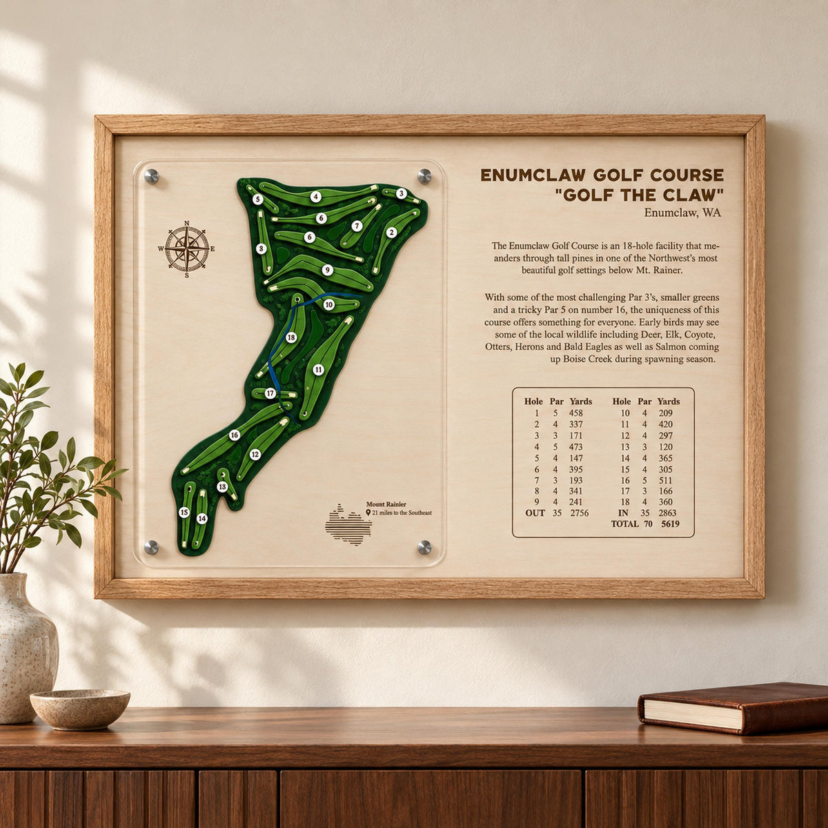 Corporate golf gift course map – country club course map plaque