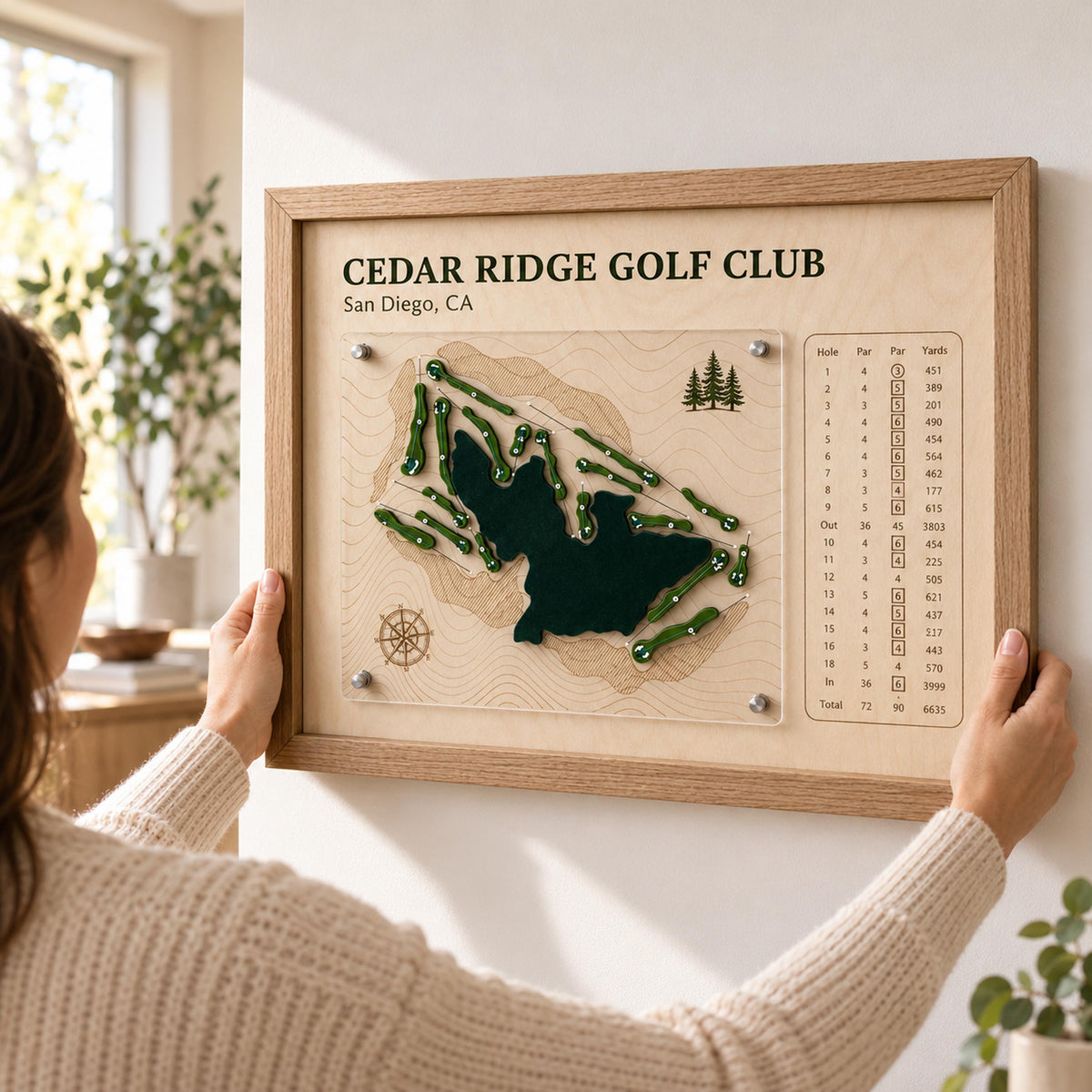 Golf retirement gift course map – unwrapping the framed map