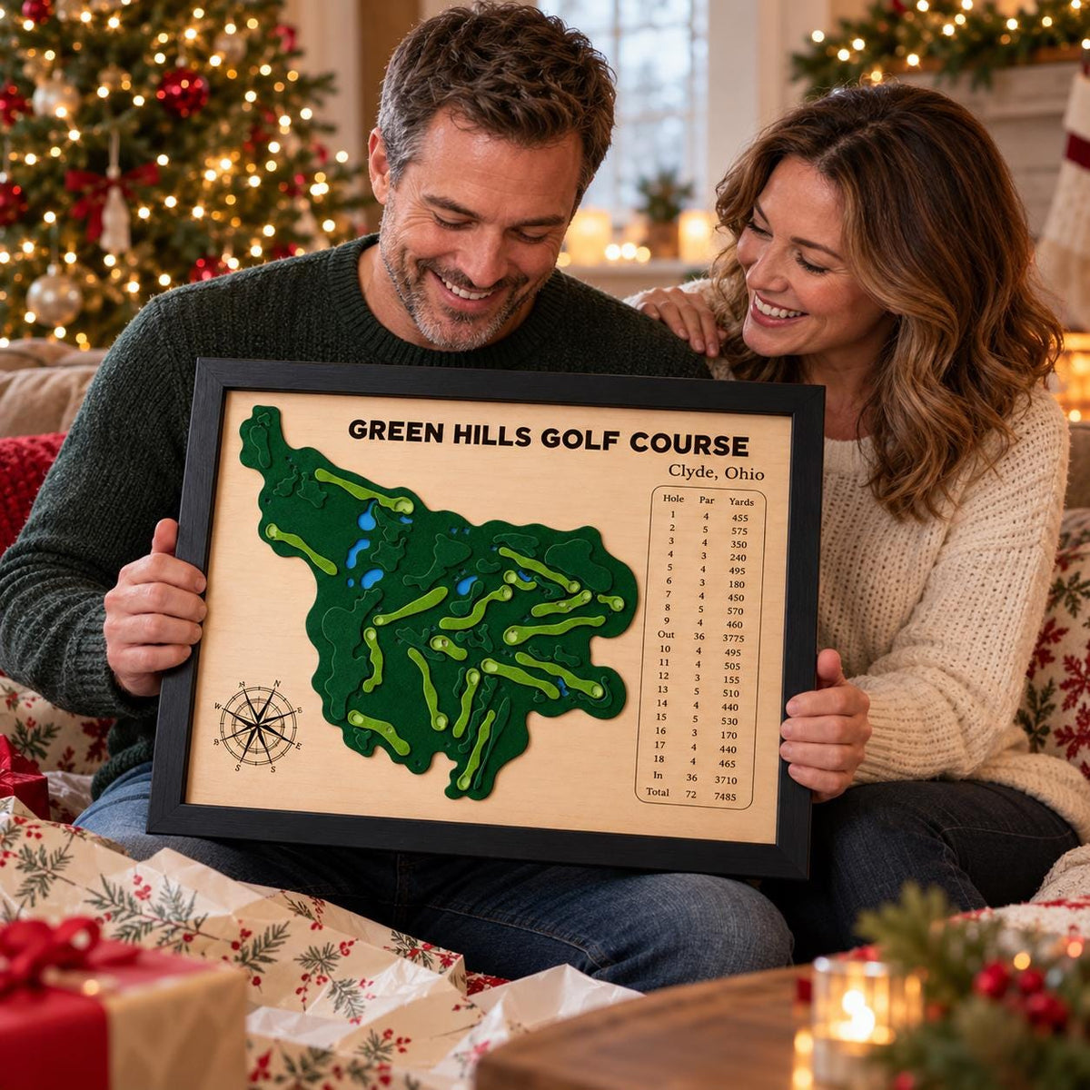 Personalized home golf course map – Christmas gift for a golfer