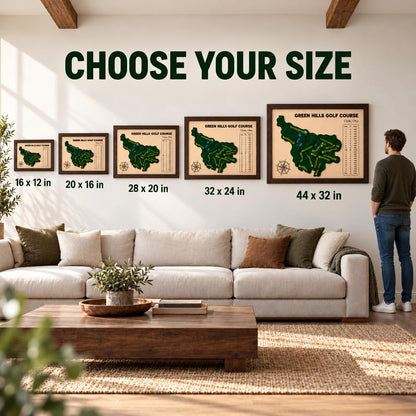 Personalized home golf course map – choose your size