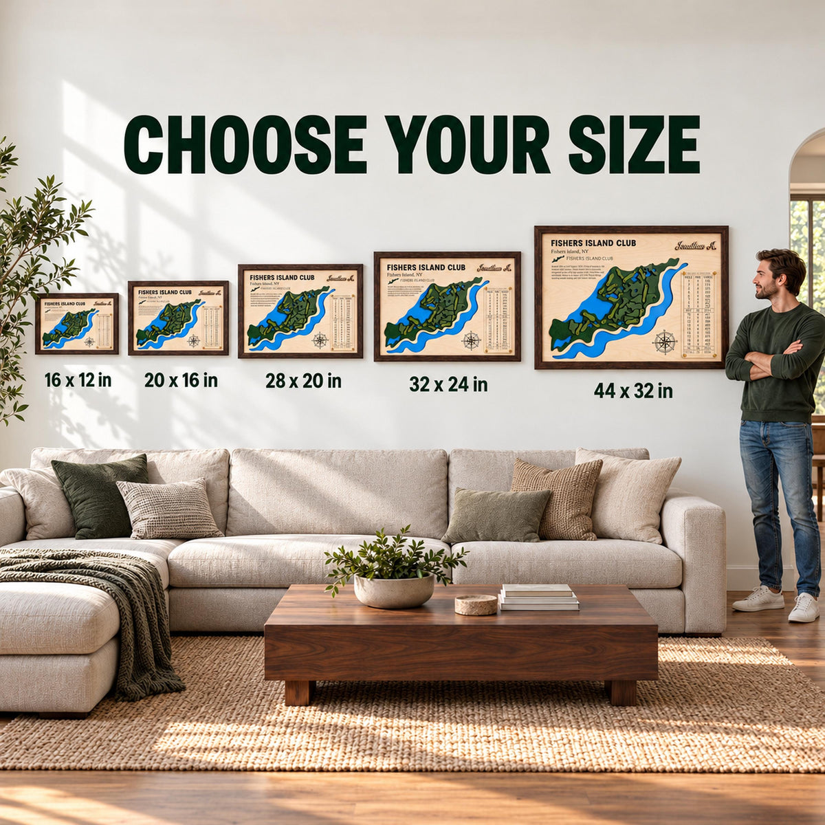 Golf simulator room decor course map – choose your size