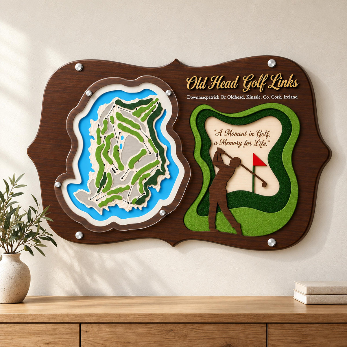 3D golf course map with golfer silhouette – map only version